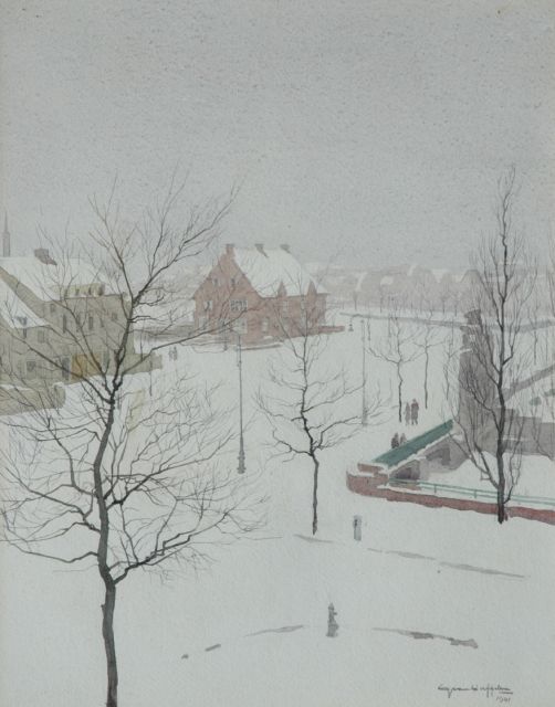 Gerrit van Duffelen | A view of South Amsterdam in the snow, watercolour on paper, 46.5 x 37.7 cm, signed l.r. and dated 1941