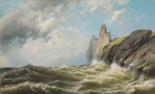 Koekkoek J.H.B.  | Stormy weather near the Isle of Wight, oil on canvas 81.3 x 131.7 cm, signed l.r.