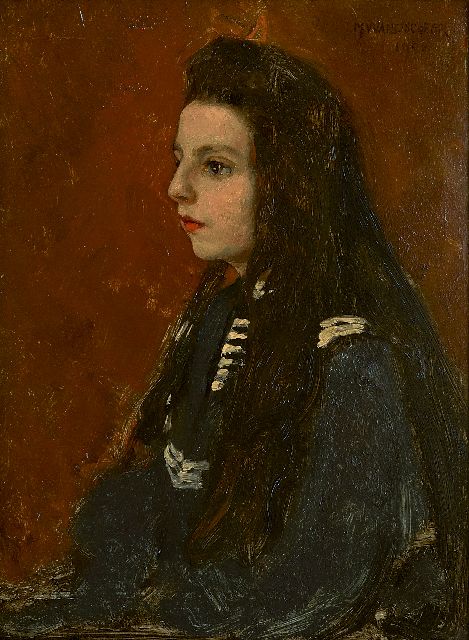 Marie Wandscheer | Portrait of Lucia W. Thueré, oil on painter's board, 31.9 x 23.9 cm, signed u.r. and dated 1902