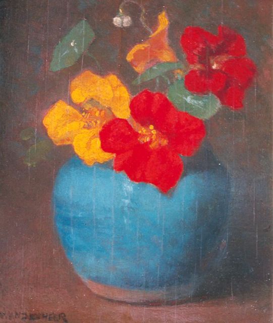 Wandscheer M.W.  | Nasturtium, oil on panel 18.9 x 15.7 cm, signed l.l.