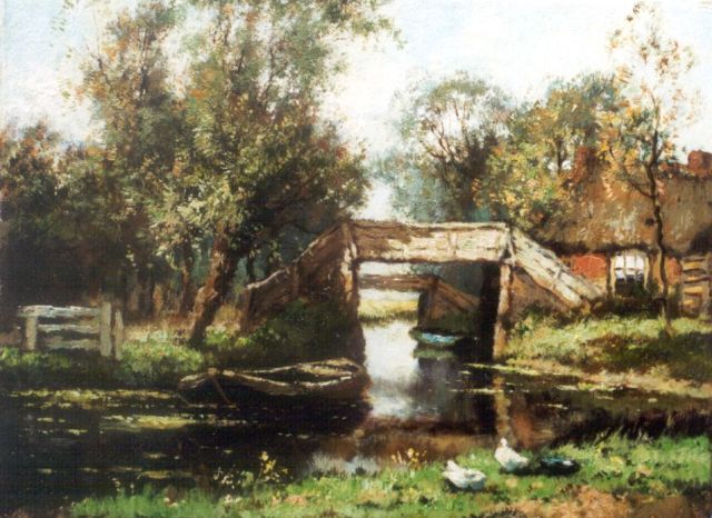 Cor Bouter | A bridge, Giethoorn, oil on canvas, 30.3 x 40.6 cm, signed l.l. with pseudonym 'C. Verschuur'
