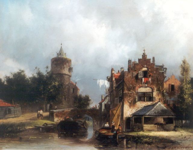 Hilleveld A.D.  | A canal, oil on panel 26.1 x 33.2 cm, signed l.r.