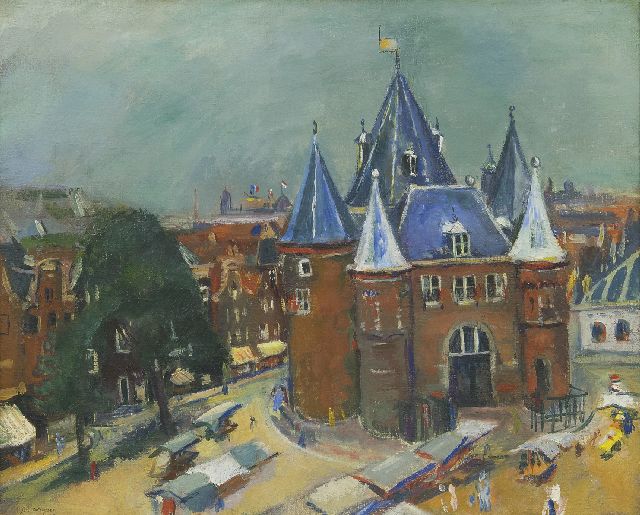 Jan Wiegers | The Nieuwmarkt in Amsterdam, with the Waag, oil on canvas, 45.3 x 55.3 cm, signed l.l. and dated '35