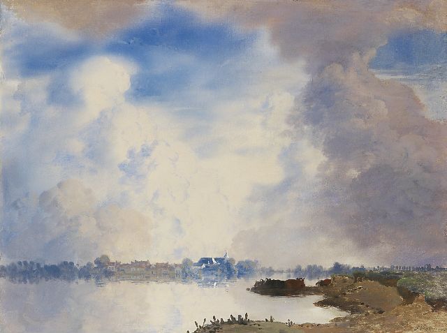 Jan Voerman sr. | A view of the IJssel, Hattem, oil on panel, 52.0 x 69.0 cm, signed l.r.