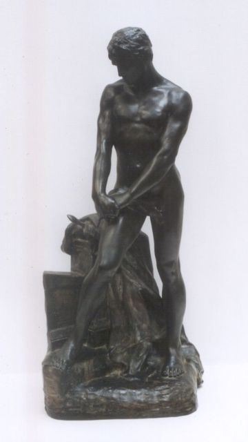 Larche F.R.  | Peinzende zwaardvechter, bronze 62.0 x 10.0 cm, gesigneerd op basis