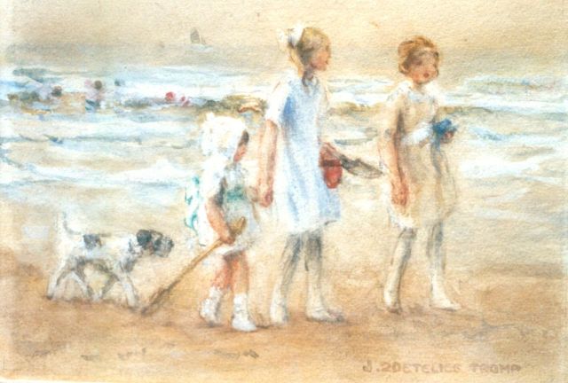 Zoetelief Tromp J.  | On the beach, watercolour on paper 16.1 x 23.4 cm, signed l.r.