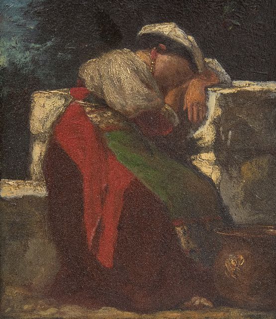 Maris J.H.  | Italienne, oil on panel 14.4 x 12.2 cm