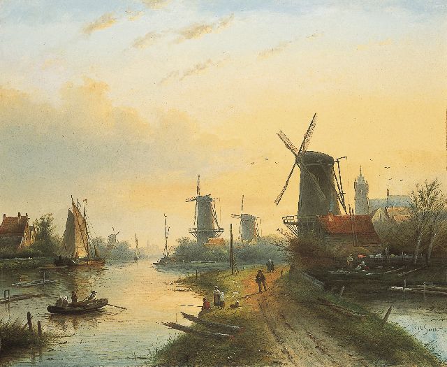 Jacob Jan Coenraad Spohler | A summer river landscape, oil on canvas, 71.3 x 86.0 cm, signed l.r.