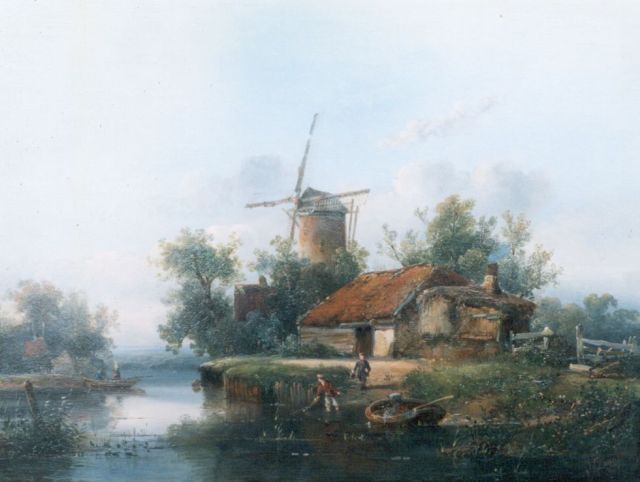 Dona A.F.  | A river landscape, oil on panel 31.3 x 42.0 cm, signed l.r. and dated 1852