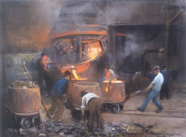 Heijenbrock J.C.H.  | Blast-furnace, pastel on paper 45.0 x 61.0 cm, signed l.r.