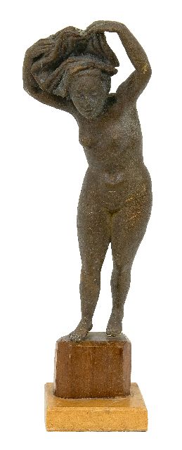 Pieter Starreveld | Female nude with headscarf, bronze, 30.7 cm, signed mit Monogramm and executed in 1960-1970