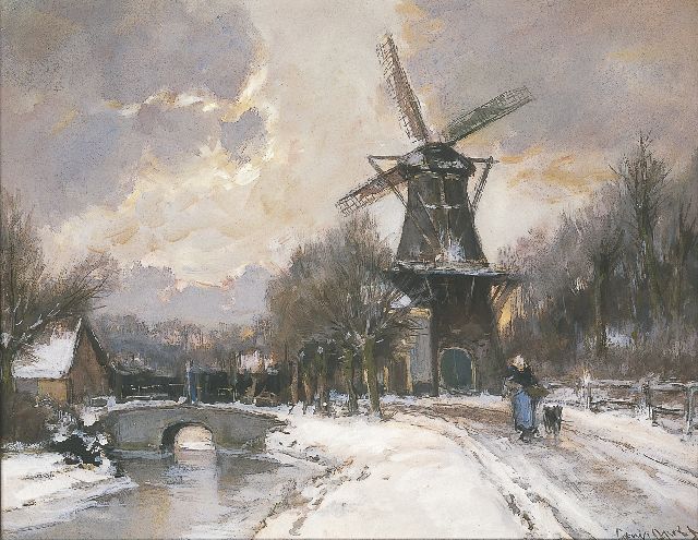 Louis Apol | Flourmill, Parkweg Voorburg, watercolour and gouache on paper, 43.0 x 54.2 cm, signed l.r.