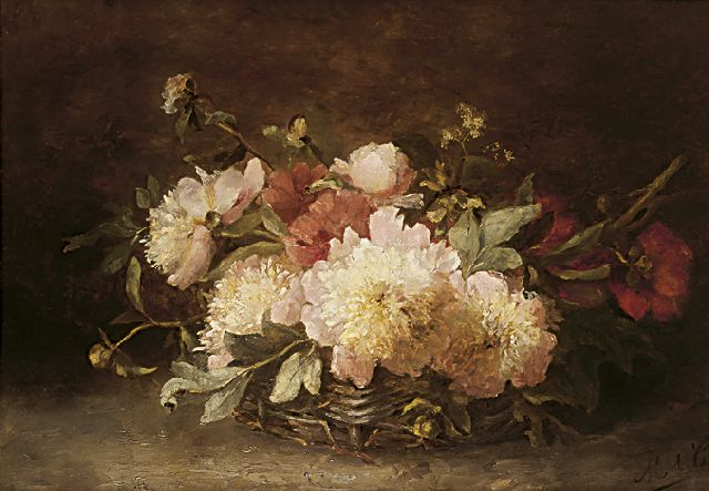 Clerq M.C. de | Peonies, oil on canvas 55.7 x 79.0 cm, signed l.r. with initials