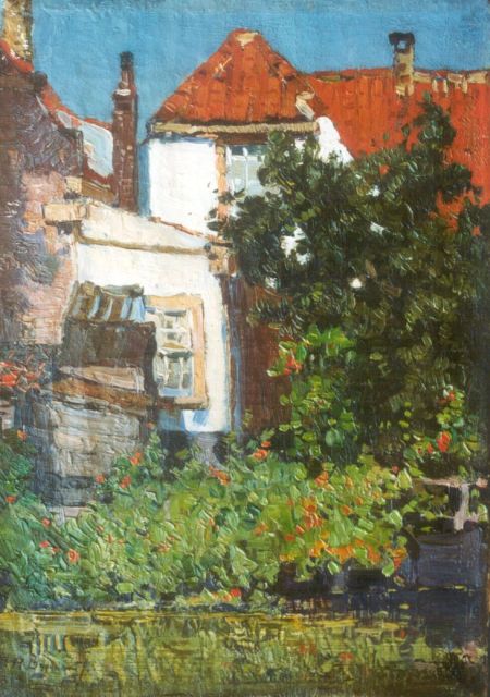 Bogman jr. H.A.C.  | Houses along a waterway, oil on canvas 33.3 x 23.7 cm, signed l.l.