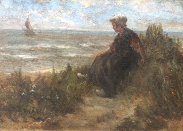 Israëls J.  | Awaiting father's return, oil on panel 24.3 x 33.2 cm, signed l.l.