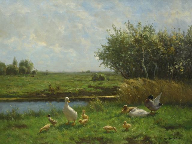 Artz C.D.L.  | Polder landscape with ducks, oil on canvas 60.5 x 80.0 cm, signed l.r.