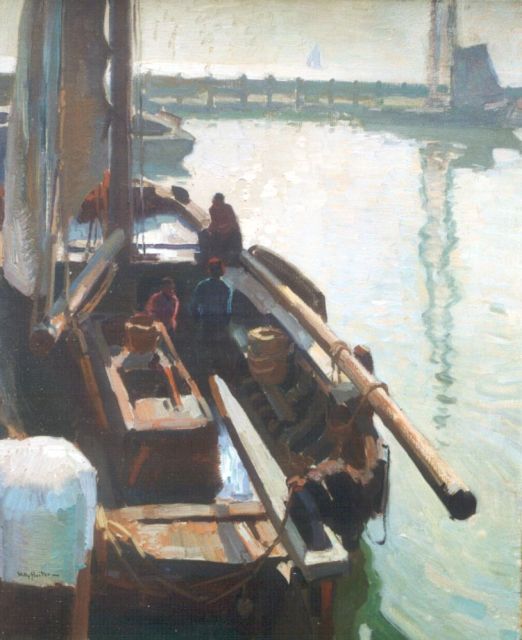 Sluiter J.W.  | Harbour of Volendam, oil on canvas 80.3 x 65.4 cm, signed l.l.