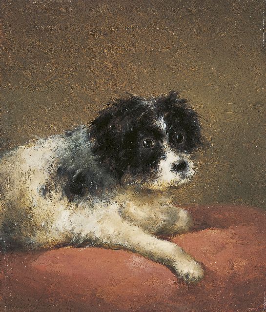 Schelfhout A.  | A terrier, oil on panel 32.1 x 27.3 cm, signed l.l. and dated '47