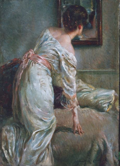 Jan Schreuder van de Coolwijk | Dress for dinner, oil on canvas, 35.3 x 25.1 cm, signed l.r.