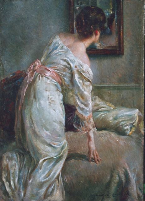 Jan Schreuder van de Coolwijk | Dress for dinner, oil on canvas, 35.3 x 25.1 cm, signed l.r.