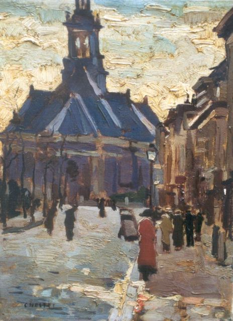Cor Noltee | A view of the 'Nieuwe Kerk', The Hague, oil on canvas, 40.2 x 30.5 cm, signed l.l.