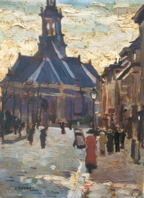 Noltee B.C.  | A view of the 'Nieuwe Kerk', The Hague, oil on canvas 40.2 x 30.5 cm, signed l.l.