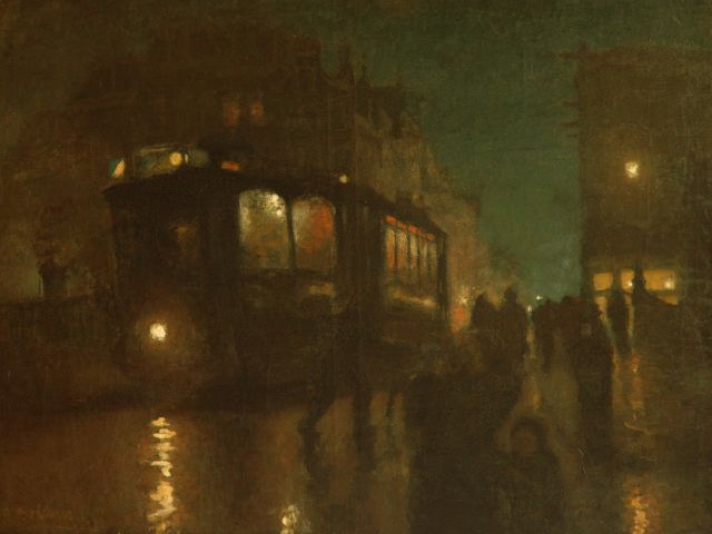Cees Bolding | Leidsestraat by evening, Amsterdam, oil on canvas, 90.3 x 120.2 cm, signed l.l. and painted  '21