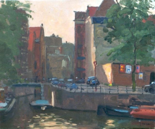 Stierhout J.A.U.  | A view of the Snoekjesgracht, Amsterdam, oil on canvas 50.0 x 60.2 cm