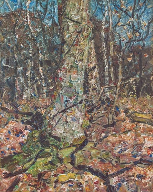 Zandleven J.A.  | Forest view, oil on canvas laid down on board 40.7 x 33.0 cm, signed l.r. and dated 1913