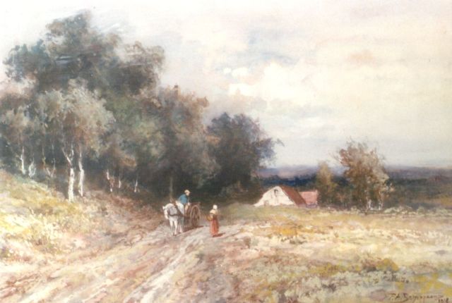 Piet Schipperus | Figures on a country road, watercolour on paper, 23.3 x 34.5 cm, signed l.r. and dated 1918