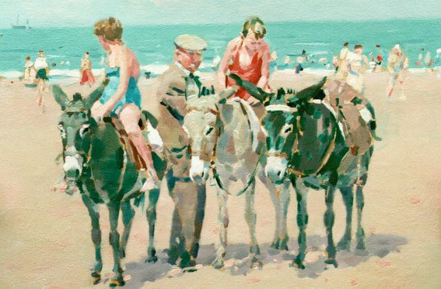 Verdonk F.W.  | Riding donkies, 34.0 x 47.0 cm, signed l.r.