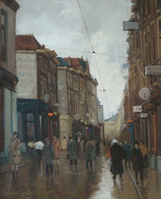 Leo Grijseels | A view of the Noordeinde, The Hague, oil on canvas, 30.0 x 24.4 cm, signed l.l.