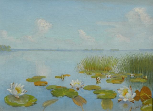 Smorenberg D.  | Water lilies, oil on canvas 24.8 x 32.8 cm, signed l.r.