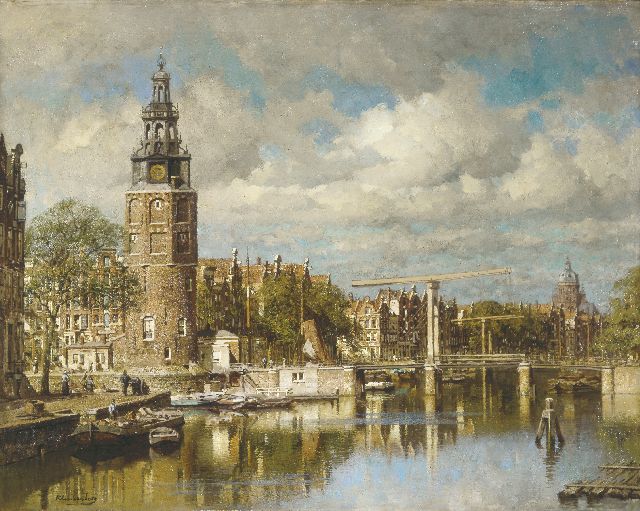 Klinkenberg J.C.K.  | Montelbaan's tower, Amsterdam, oil on canvas 80.0 x 100.0 cm, signed l.l.