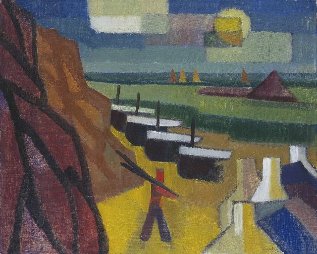 Berg S.R. van den | Fishing boats on the beach of Cancale, Bretagne, oil on canvas 64.8 x 80.0 cm, signed l.r. with initials and dated '52