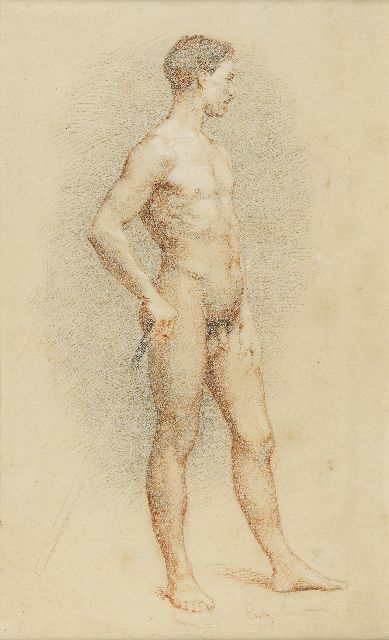 Crola E.C.  | Academic study of man with a sword, pencil on paper 46.0 x 28.0 cm, signed l.r.