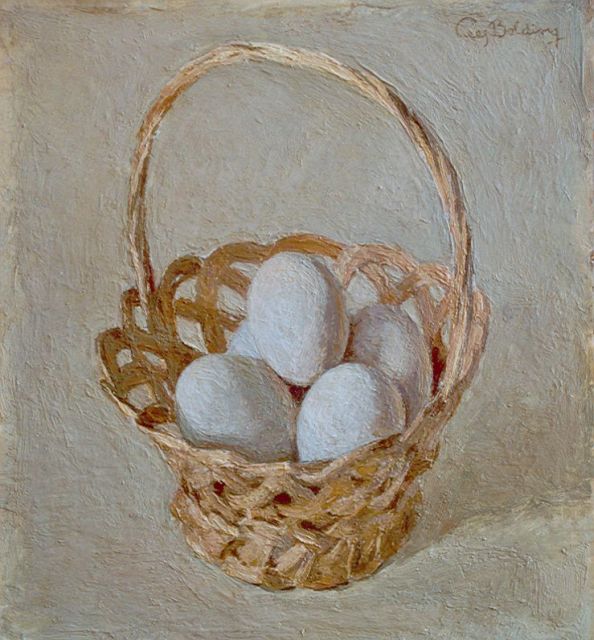 Cees Bolding | Eggs in a basket, oil on panel, 28.3 x 25.6 cm, signed u.r.