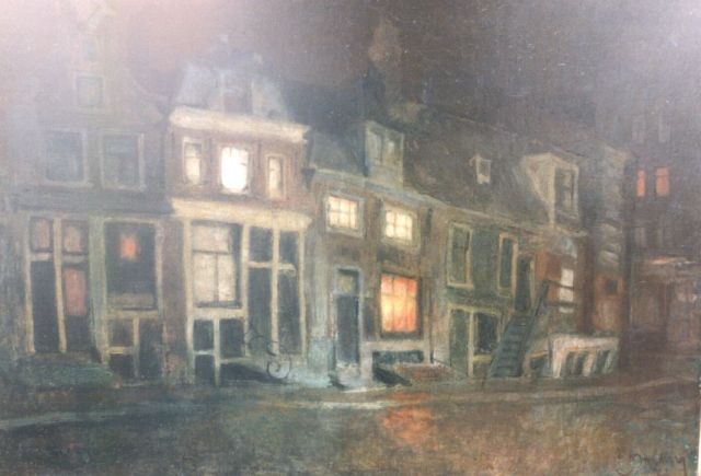 Bolding C.  | A street scene at night, oil on canvas 70.0 x 100.0 cm, signed l.r.