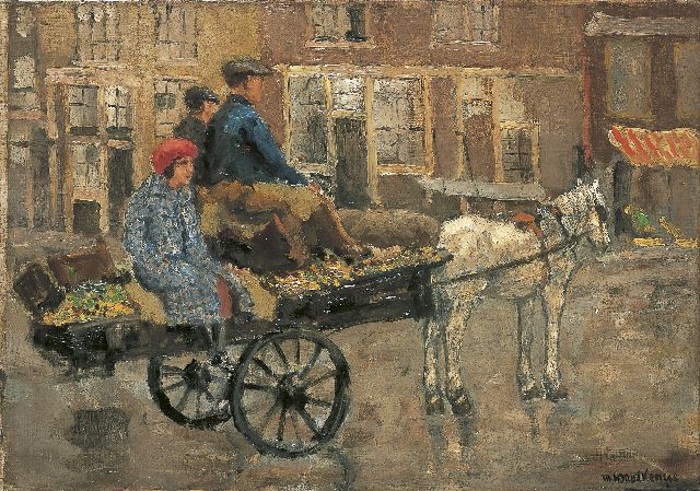 Marie Henri Mackenzie | Horsecart at the Noordermarkt, Amsterdam, oil on canvas, 46.4 x 65.5 cm, signed l.r.