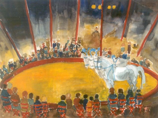 Annemarie Eilers | Circus act, watercolour on paper, 51.0 x 67.5 cm, signed l.r.