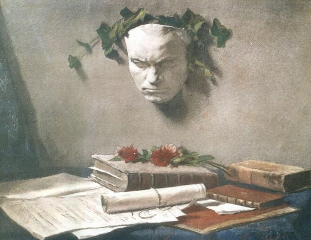 Salomon Garf | Memorabilia L. von Beethoven, chalk on paper, 38.8 x 48.2 cm, signed l.l.