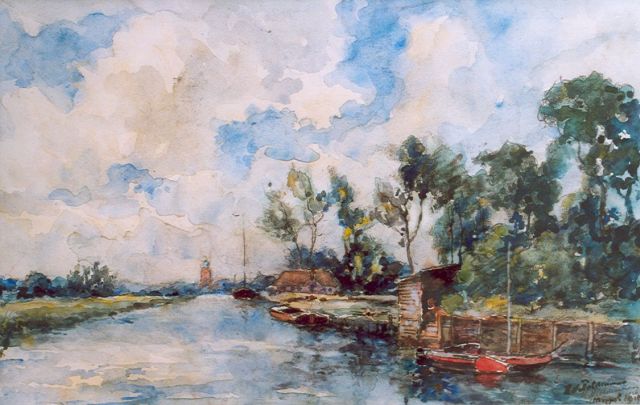 Hugo Polderman | A canal, Drenthe, watercolour on paper, 22.5 x 35.5 cm, signed l.r. and dated Meppel 1926