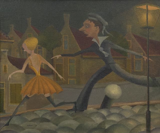 Ton Pape | The amorous sailor, oil on canvas, 50.3 x 60.6 cm, signed l.l. and dated '45