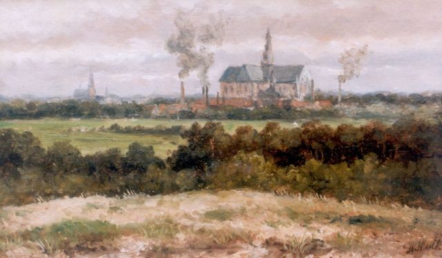 Hulk H.  | View of Haarlem, oil on canvas laid down on panel 12.9 x 20.8 cm, signed l.r.