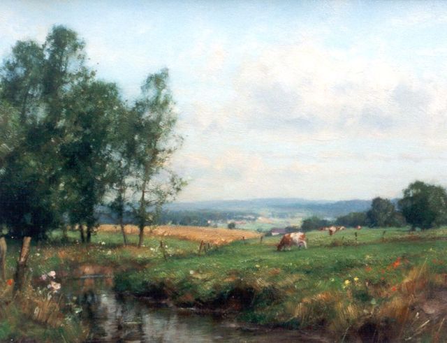 Jan Holtrup | Landscape with cattle, Limburg, oil on canvas, 35.0 x 45.0 cm, signed l.l.