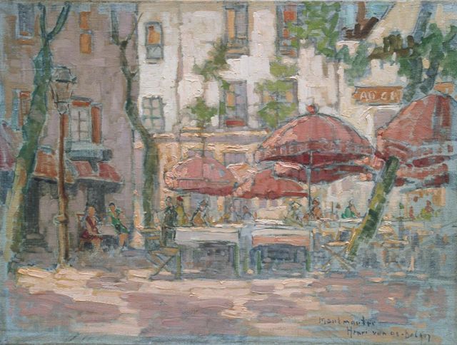 Os-Delhez (Hendrik van Os) H. van | Terrace at Montmartre, oil on canvas 30.2 x 40.3 cm, signed l.r.