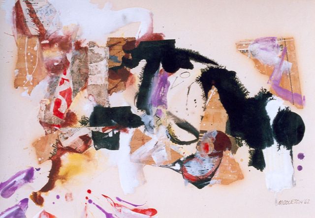 Middleton S.M.  | Fallen Feathers, mixed media and collage on paper 45.5 x 62.0 cm, signed l.r. and dated '62