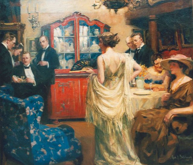 Robert Emil Stübner | Cocktail Party, oil on canvas, 120.0 x 140.0 cm, signed l.r.