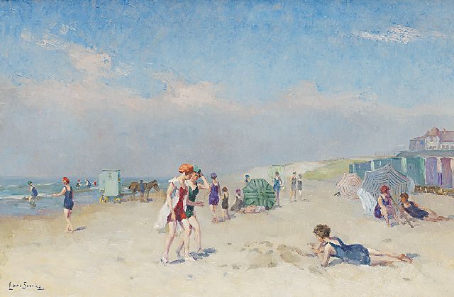 Louis Soonius | Figures on the beach, oil on canvas, 40.6 x 61.0 cm, signed l.l.