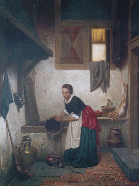 Grips C.J.  | An Kitchen Interior, oil on panel 27.3 x 21.0 cm, signed l.r. and dated 1865